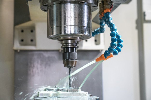 CNC drill machining aluminium component